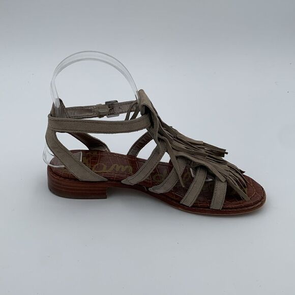 Sam Edelman fringe tan leather buckle sandals woman’s size 5 - Picture 6 of 10